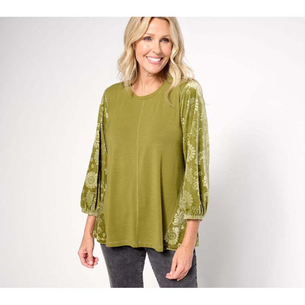 SUNNYLiFE Women's Top Sz S Rayon 230 & Velour Green A667534